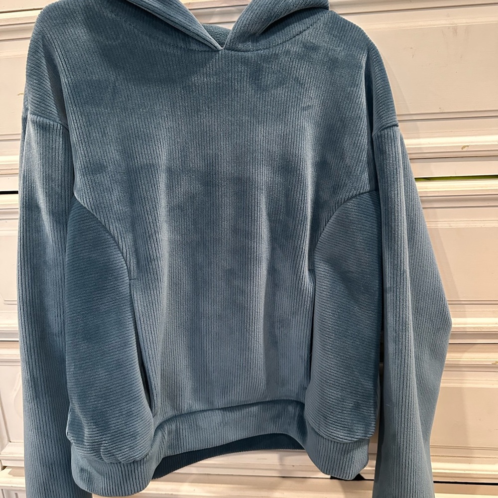 Dark teal blue ribbed Hoodie